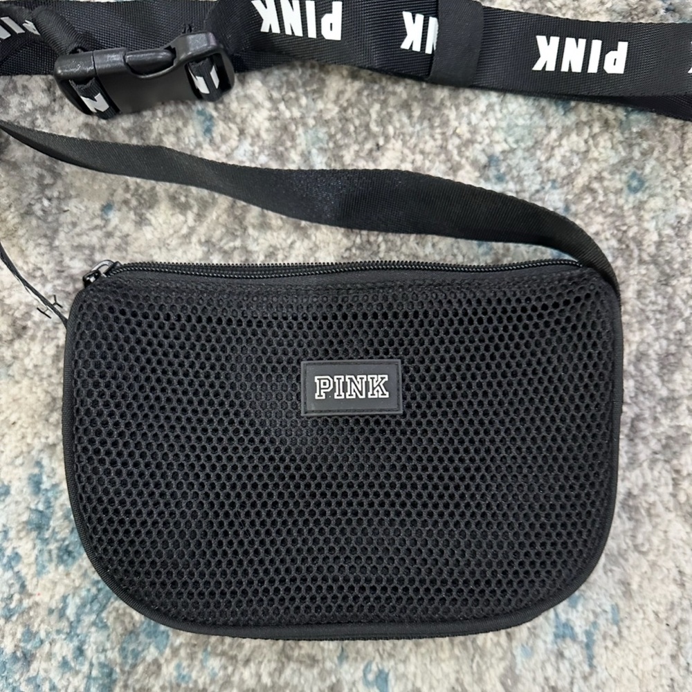 VS Pink Black Mesh Crossbody Bag